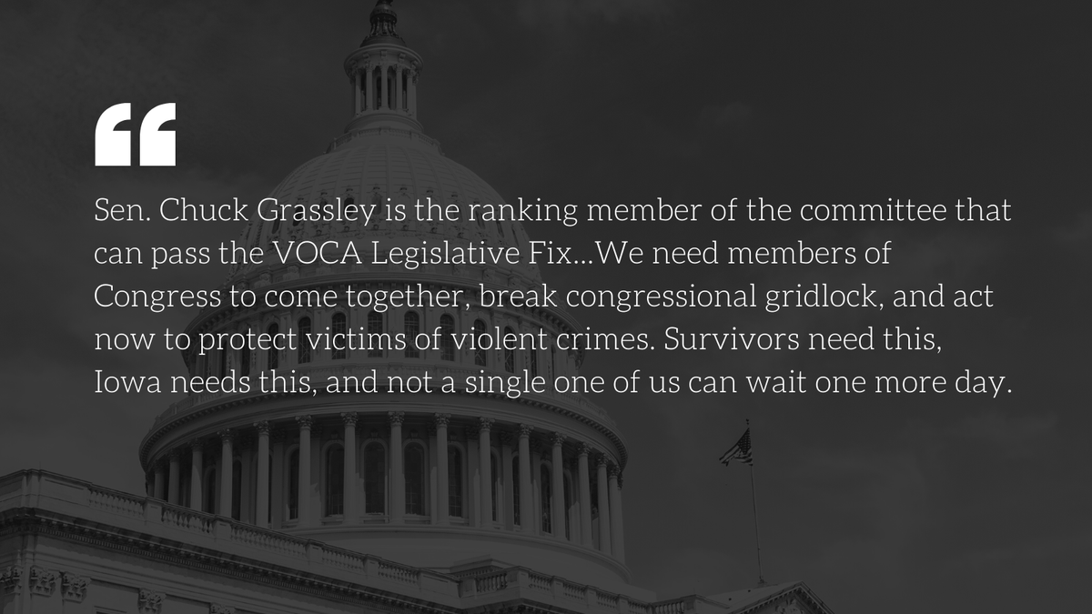 We published an opinion piece in <a href="/DMRegister/">Des Moines Register</a> today with our sister coalitions <a href="/ic3dsm/">Iowa Coalition for Collective Change</a> and <a href="/ICADV/">Iowa Coalition Against Domestic Violence</a> asking for 
#Congress to act on #VOCAFix for survivors. Check it out here: desmoinesregister.com/story/opinion/…