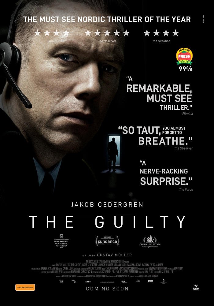 The Guilty (2018): Gustav Möller writes/directs edge-of-the-seat Danish thriller set almost entirely in one room. Emergency call cop Jakob Cedergren in a race against time to help kidnapped woman that keeps you guessing. So good, Jake Gyllenhaal is starring in the remake.