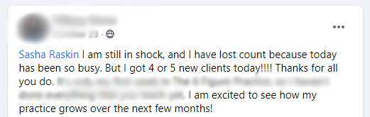 6figpractice's tweet photo. 🎅🏼 It's Christmas day for one of our members: 4 or 5 new clients in one day (the person lost count)!

💡 If you're a counselor (therapist) or a coach and you want to get the same results as our members, comment or message me with the word "details" and I'll send you the details! https://t.co/xAiJbdUSSE