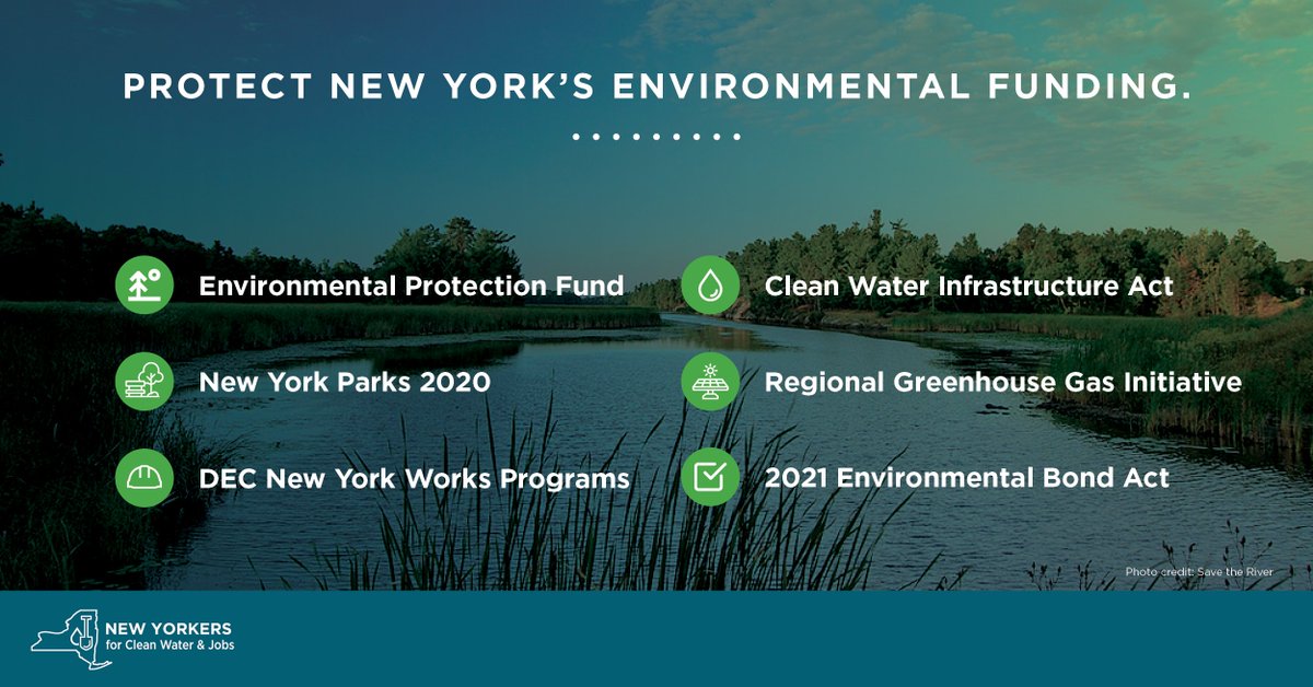 Did you know that New York's environmental programs create jobs, protect clean water and improve public health? As the state faces hard choices, it's important we recognize these programs as essential. We need a $3B #NYBondAct & continued leadership on #NYEnviroFund #FixOurPipes!