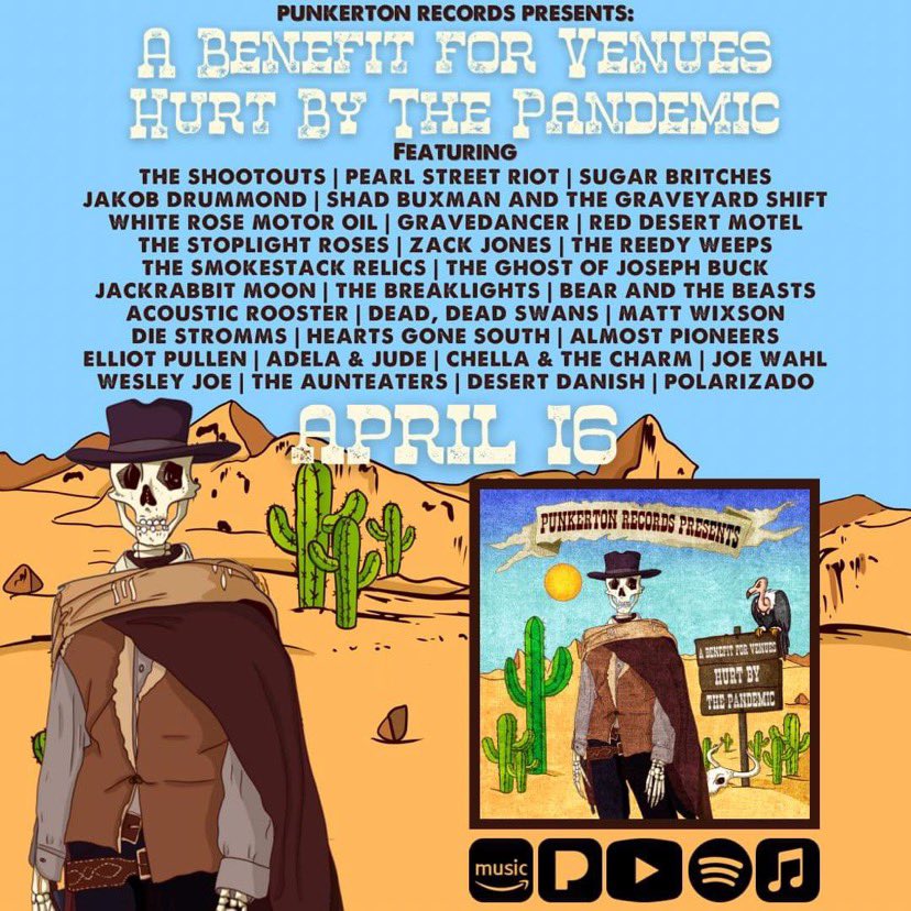 My band #RedDesertMotel is psyched that our song "The Long Haul" is part of a new compilation by <a href="/PunkertonRecord/">Punkerton Records</a>! All proceeds  benefit the #SaveOurStages campaign by <a href="/nivassoc/">NIVA - National Independent Venue Association</a> to help live-music venues hurt by the pandemic. Digital release date 4/16, but you can preorder now.