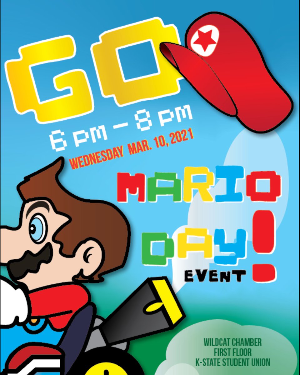 #MarioDay is coming up! Make sure to attend the Mario Day Mario Kart Tourney and RSVP through the link provided! #MayEaglesForeverSoar #EMAW #MarioKart

k-state.campuslabs.com/engage/event/6…