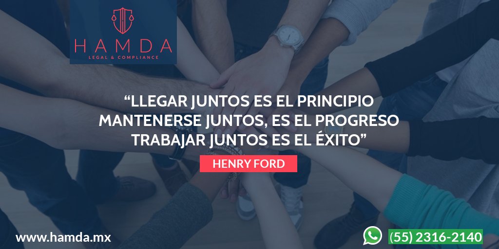 hamdacompliance's tweet photo. "Llegar juntos es el principio, mantenerse juntos es el progreso, trabajar juntos es el éxito” (#HenryFord).
Vía @hamdacompliance #FelizViernes #Abogados #Empresa #Pyme #Compliance #Program #Justicia #CompliancePenal #Compliance #DerechoPenal 👉🌐 https://t.co/OnZ4eC5Mus" https://t.co/BQRi7VlXmD