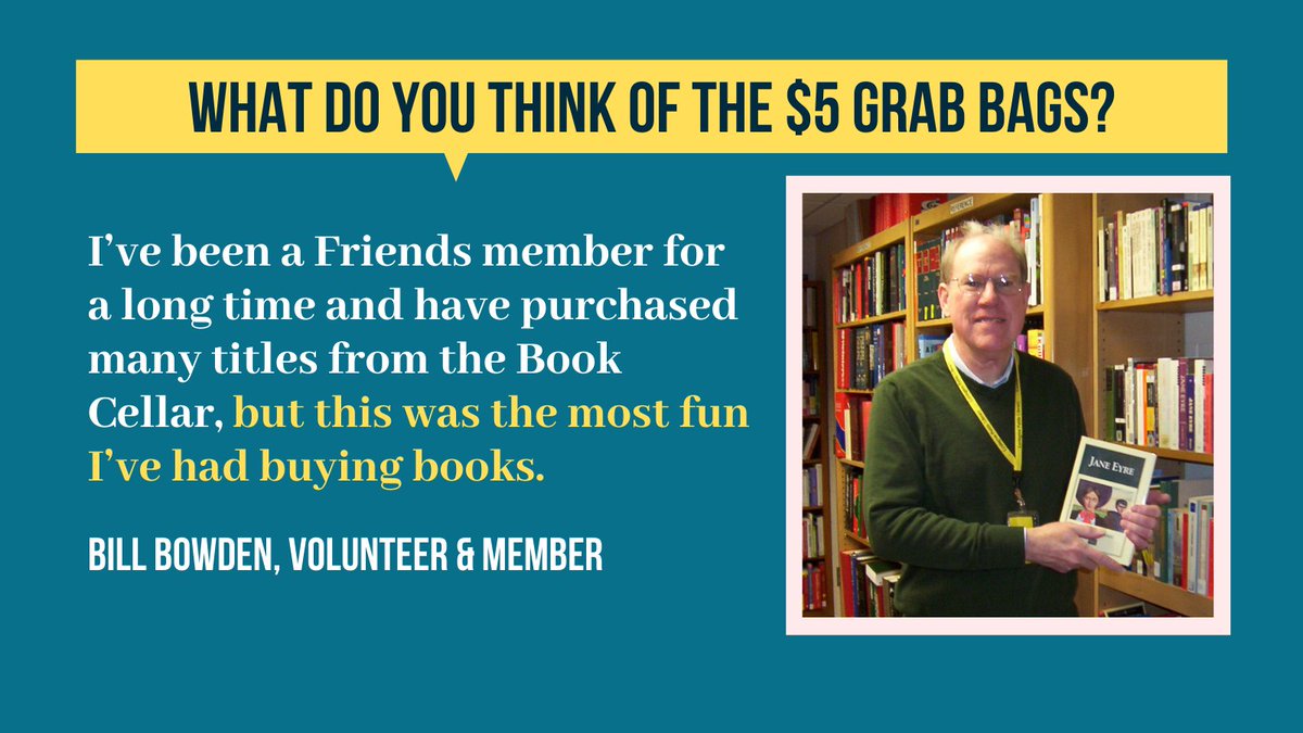 FriendsLPL's tweet photo. Our Grab Bags are more fun than a pig in a poke, but don't take our word for it. Our long time volunteer &amp; member, Bill, thinks you'll love a $5 Grab Bag. Order yours by calling (859) 231-5505 on Mon, Tues, Thurs, Fri between 10am - 1pm. https://t.co/u9O10pJeEK