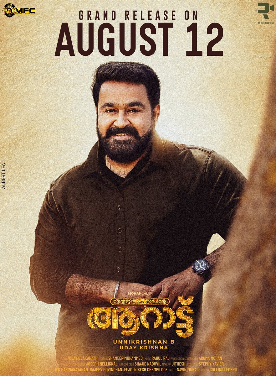 MohanlalMFC's tweet photo. തുടങ്ങട്ടെ ചെന്നനാട്ടിൽ പള്ളിവേട്ട..ആറാട്ട് 🔥

#Aaraattu Grand Release On August 12 😎

 @Mohanlal #Mohanlal https://t.co/pFotI48O0Y
