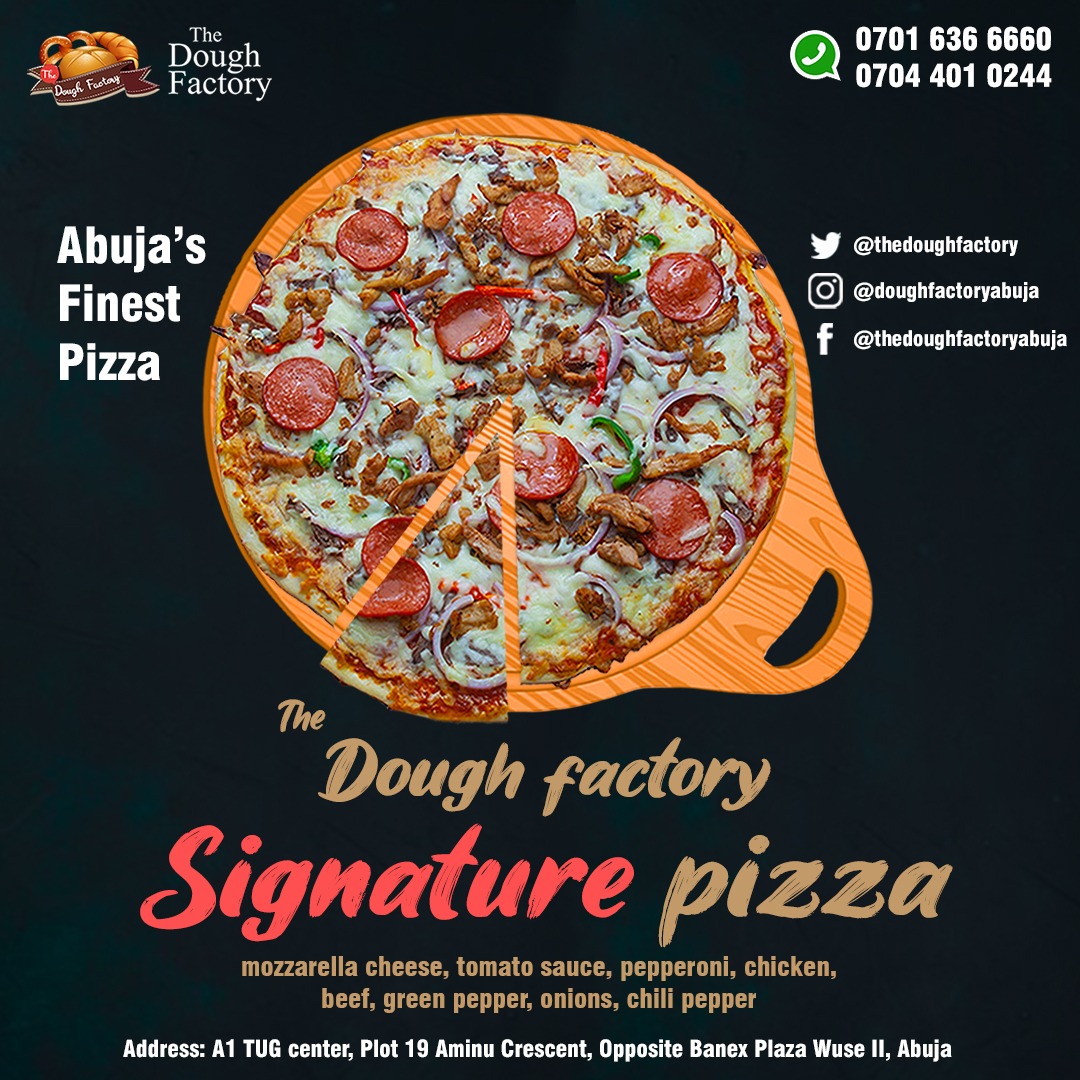 Thedoughfactory's tweet photo. Checkmate 👌
It's Abuja's Finest..... The Dough Factory Signature Pizza. 
A perfect blend of taste and quality. 

Visit https://t.co/oOOrNmLd6k or holla 0704 401 0244 for an extraordinary pizza experience

#thedoughfactorysignaturepizza #cheese #lovepizza #abujapizza #delivery https://t.co/aHKloGD8tF