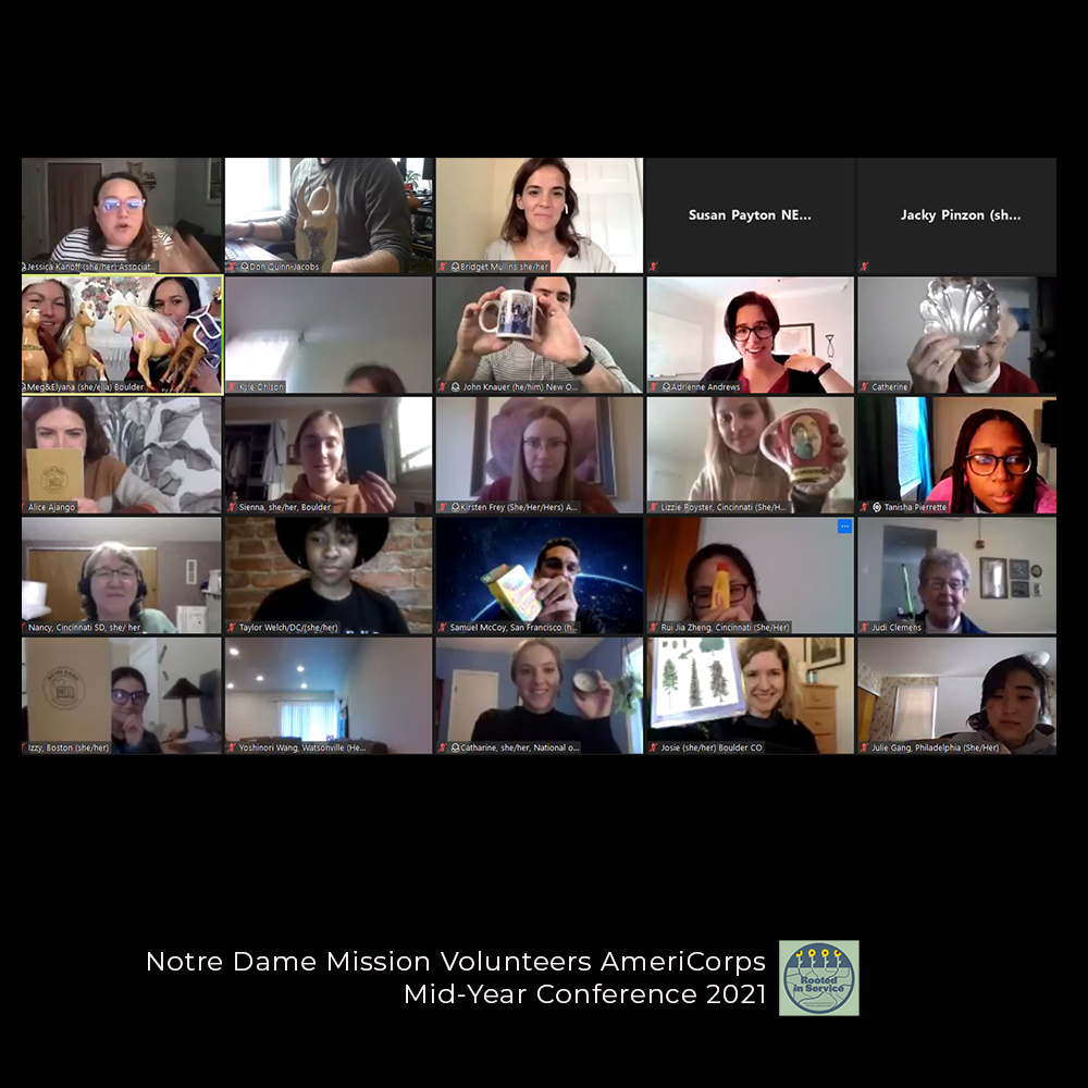 SNDdeNOhio's tweet photo. Over President's Day Weekend, Notre Dame Mission Volunteers AmeriCorps hosted its 26th annual, but first-ever virtual, Mid-Year Training Conference. Read the story on our website: https://t.co/ShagPD4Bip #notredamemissonvolunteersamericorps #ndmva #stjulie2day #rootedinservice https://t.co/Y6eNmwvgvY