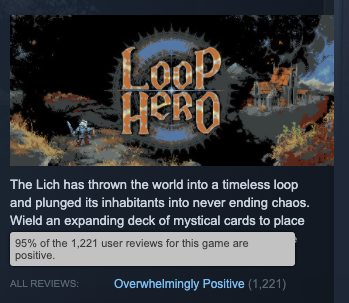 Онлайн «рогалика» Loop Hero в день выхода превысил 32 тысячи игроков. Всего за сутки игру опробовали 150 тысяч человек