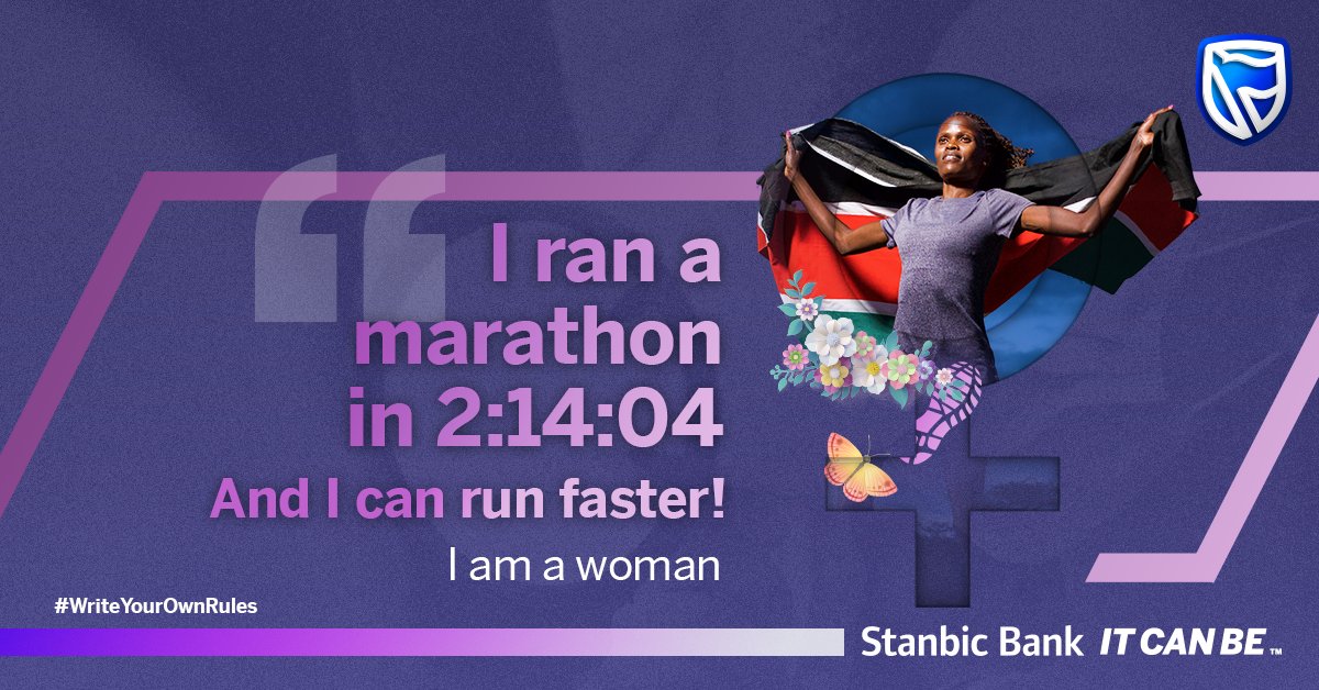 Women cannot run faster than men. 
Say what!?

What rules would you write for yourself?
#WriteYourOwnRules 
#ChooseToChallenge
 #ItCanBe 

@BrigidKosgei