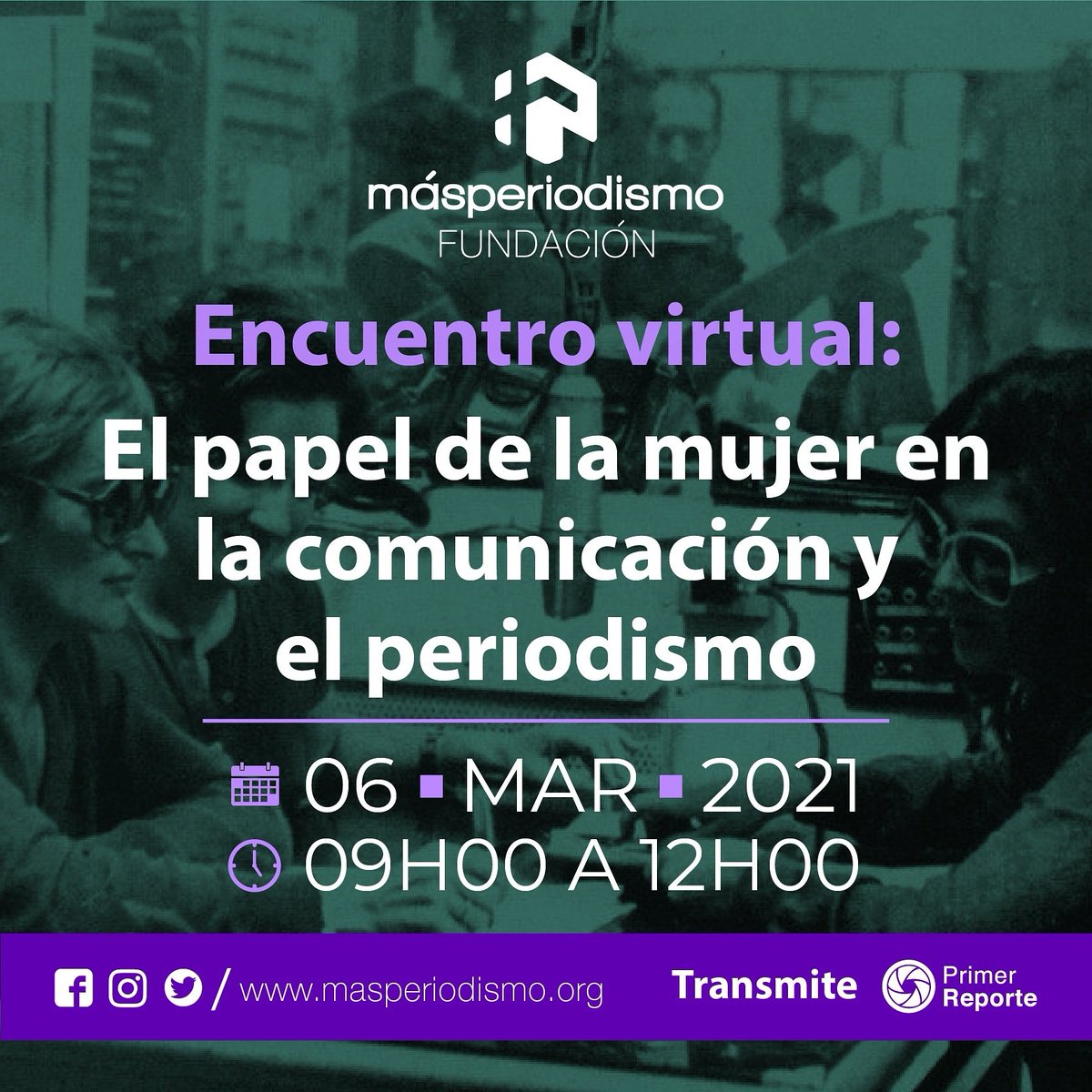 A propósito del #8M, en el marco del #DíaInternacionalDeLaMujer nos unimos para conmemorar esta fecha importante en la historia y la actualidad, con un encuentro virtual de experiencias y realidades de mujeres periodistas de América Latina: #Ecuador, #Perú, #ElSalvador y #Bolivia