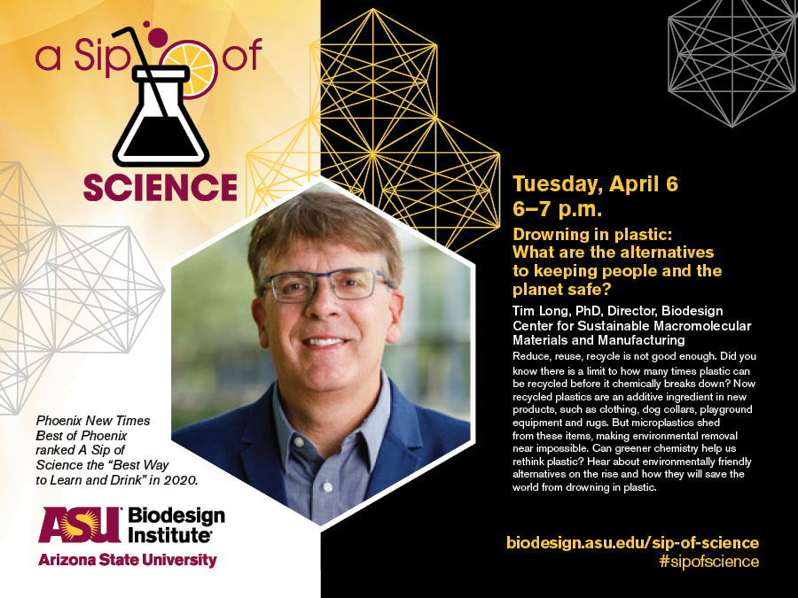 Did you know there's a limit to how many times #plastic can be recycled before it chemically breaks down?

Join us on 4/6 to learn more with Tim Long, director, Biodesign Center for Sustainable Macromolecular Materials and Manufacturing
na.eventscloud.com/ereg/newreg.ph… #SipOfScience