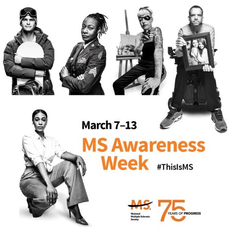 LisaABell11's tweet photo. Mark your calendars – next week is MS Awareness Week! Together, we’ll bring awareness to #MultipleSclerosis as we do whatever it takes to change the world for the nearly 1 million 
people living with MS in the US.
 #ThisIsMS #mssociety #msawareness #donate #FridayFeeling https://t.co/l0ieQMBoCM