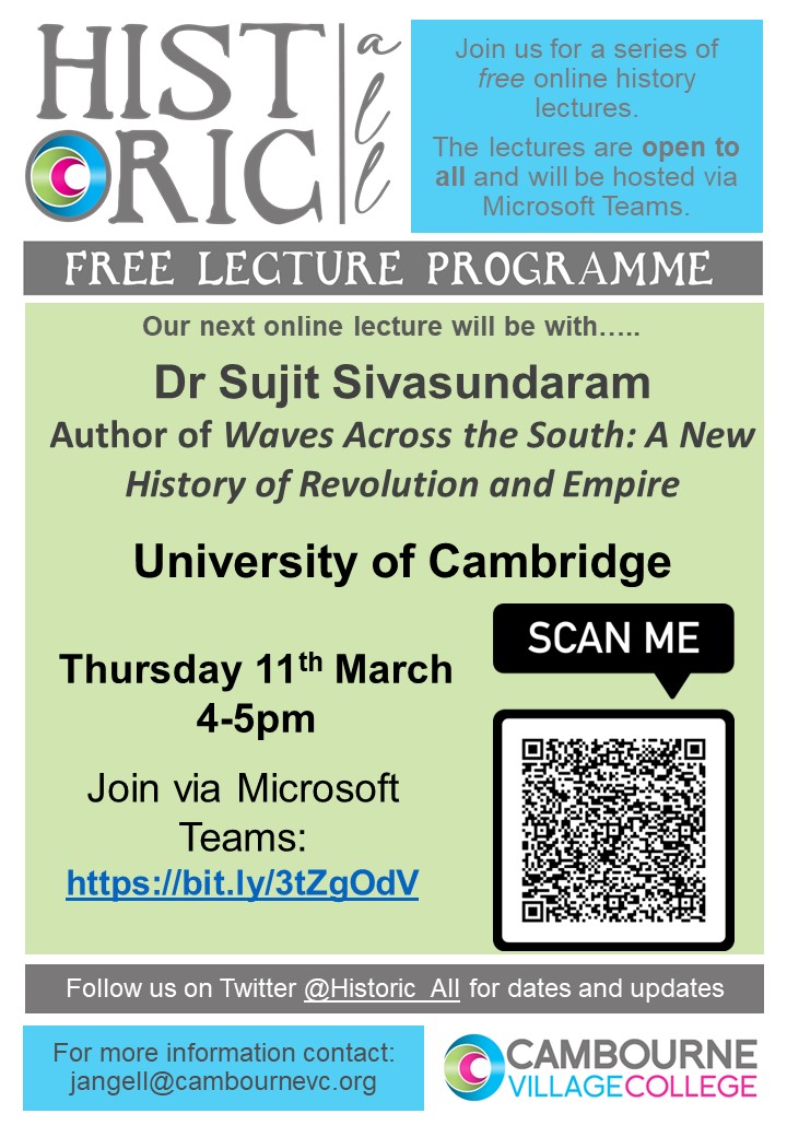 historic_all's tweet photo. It's the end of our #remotelearning but we'll keep offering #free WEEKLY #History lectures until the end of term for you all to enjoy! Join us on Thursday to hear from @CamHistory Dr Sujit Sivasundaram! Open to ALL: Join via Teams https://t.co/t7Ir345GyZ #historyteacher #DistHist https://t.co/8VtWpDEvcM
