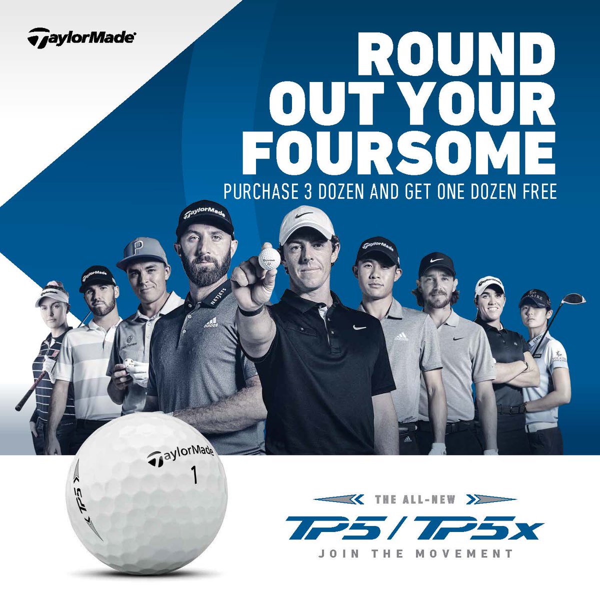 The ROUND OUT YOUR FOURSOME promo is happening now at the SAGC. Purchase 3 dozen #TP5 or #TP5X at regular price & receive 1 dozen at no extra charge & personalization is FREE! Hurry this offer ends, April 15. Call the Golf Shop to order yours today at (250)832-4727. @TaylorMadeCA