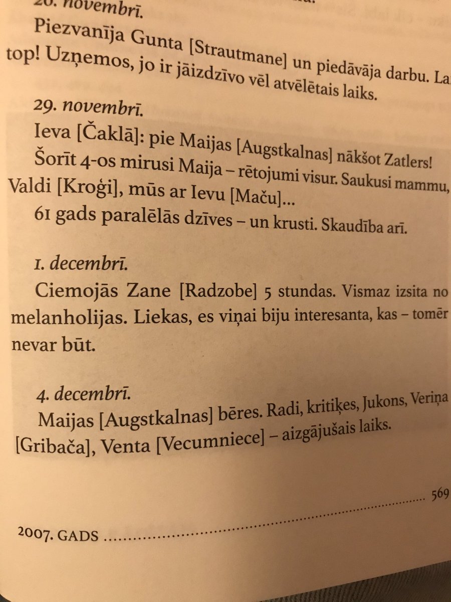 Arī teātra zinātniece Lilija Dzene būtu interesanta tvītotāja, ja dzīvotu šajā laikā. Apgāds <a href="/mansards_apg/">Apgāds Mansards</a> izdevis viņas rakstus un dienasgrāmatu(1961-2006). Teātris, aktieri, režisori, bet arī sadzīve, politika, ikdienas pieredzējumi. <a href="/kripaz/">Zane Radzobe</a>, arī Tu pieminēta, Silvija daudz.