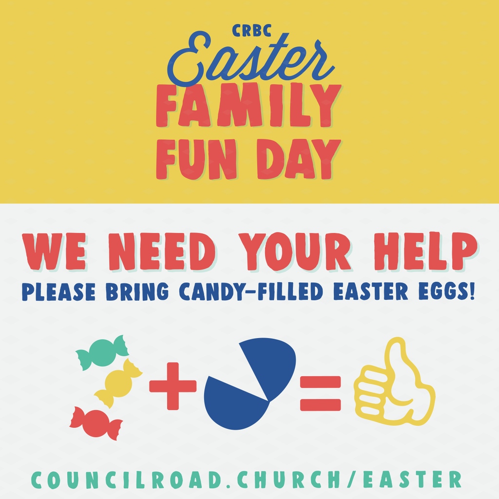 Looking for a simple way to serve?

Bring a bag full of pre-filled eggs to church this Sunday! This will make Easter Family Fun Day as amazing as possible!