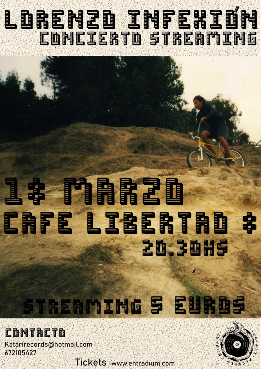 El 18 de #Marzo Lorenzo Infexión desde <a href="/cafelibertad8/">Café Libertad 8</a>! Entradas aquí y disfrútalo desde casa: ✊ SE AGRADECE DIFUCIÓN!😉 entradium.com/es/events/lore…
.
.
.
.
#concierto #musica #music #concierto  #folk #livemusic #live #argentina #chile #españa  #envivo #lorenzoinfexion #bmx #niñato