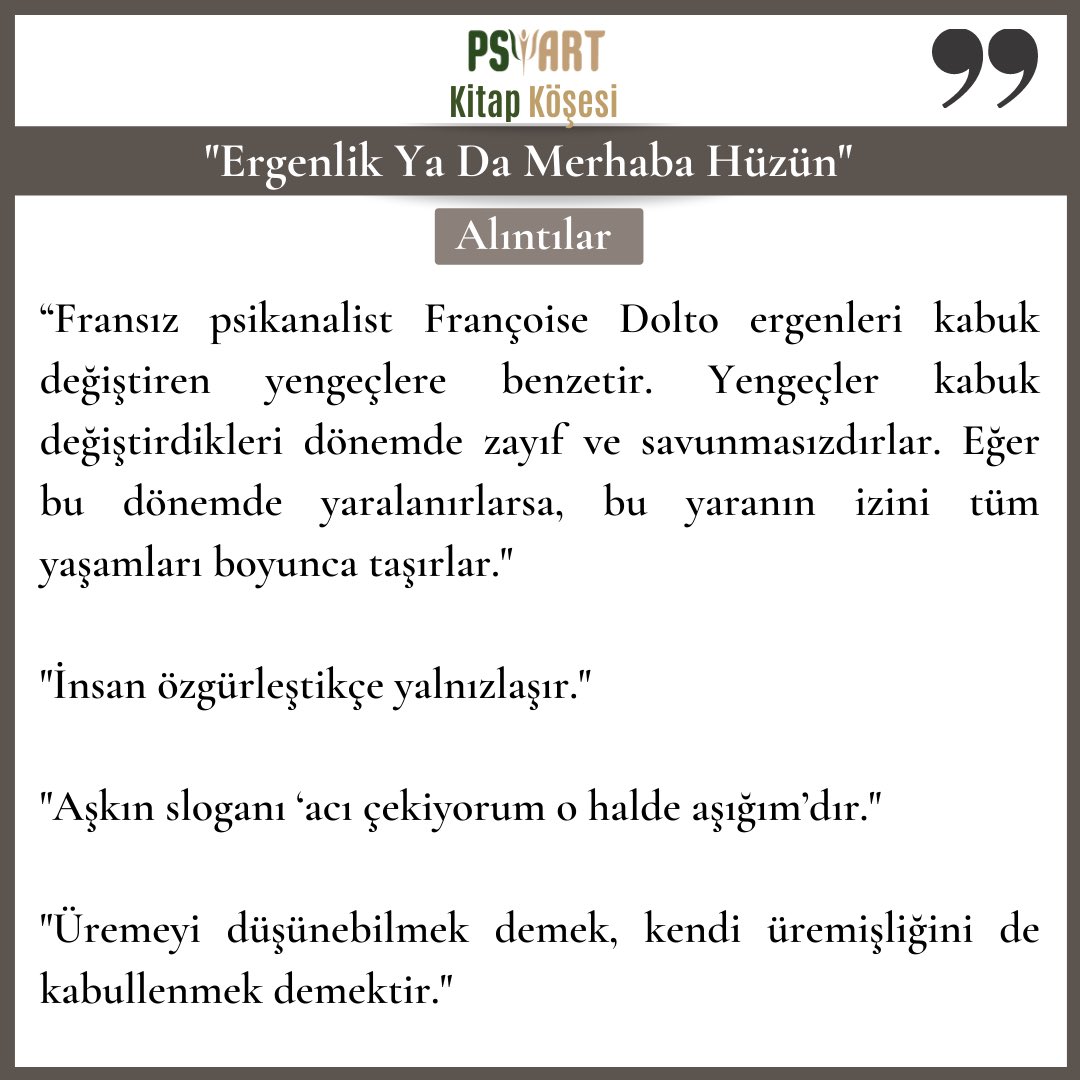 psiartorg's tweet photo. Kitap Köşesi’nde bu hafta: “Ergenlik Ya Da Merhaba Hüzün”
#TalatParman 
#ErgenlikYaDaMerhabaHüzün https://t.co/uMfRqFDp3R