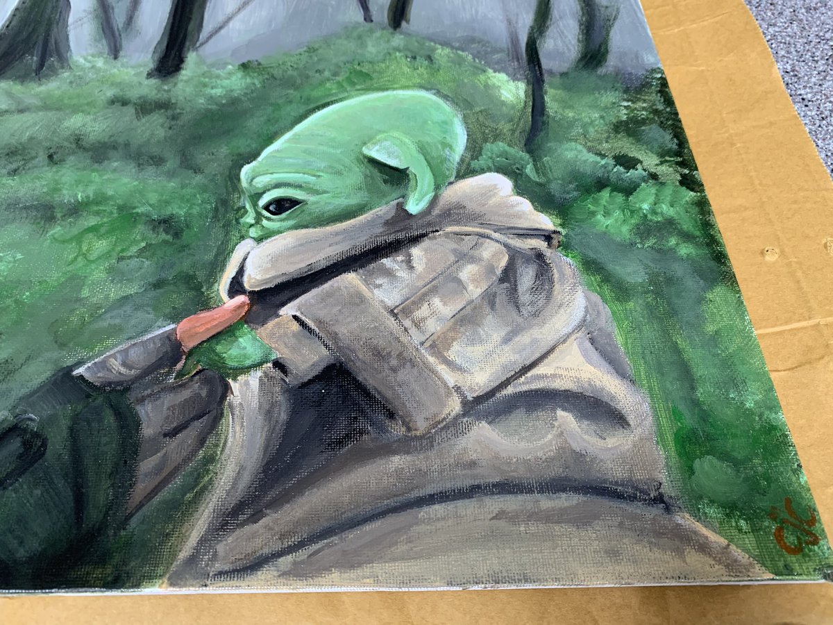 Just in case you can’t be arsed to go to my insta, my mate <a href="/carriejc1983/">Carolyn</a> painted this. I think it’s amazing. If you ask nicely she might paint something for you 👍🏼 #TheMandalorian #Grogu #asohkatano #StarWars