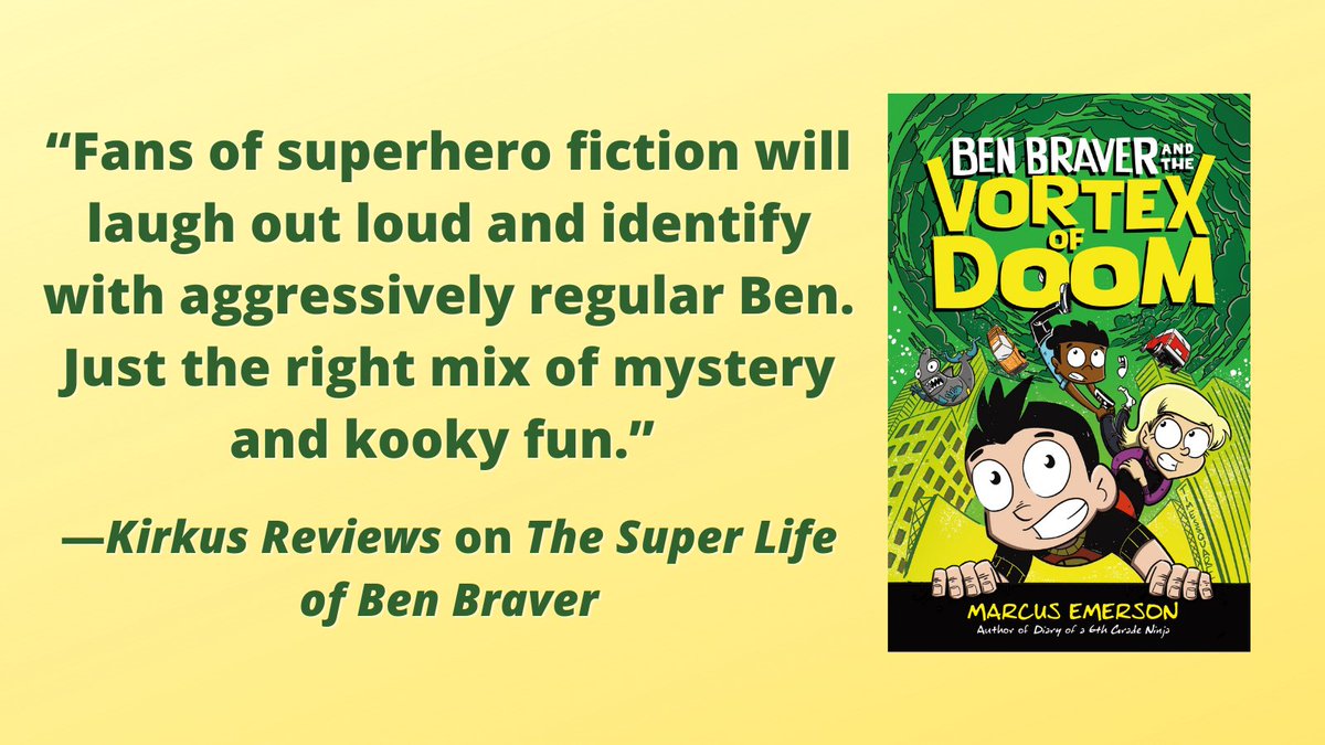 Square Fish (@squarefishbooks) on Twitter photo An ordinary kid like Ben Braver is no match for a band of super villains, but he may be humanity's only hope in <a href="/NinjaEmerson/">Marcus Emerson</a>'s #BenBraverAndTheVortexOfDoom.
This MG novel with "just the right mix of mystery and kooky fun" is out now in paperback! An ordinary kid like Ben Braver is no match for a band of super villains, but he may be humanity's only hope in <a href="/NinjaEmerson/">Marcus Emerson</a>'s #BenBraverAndTheVortexOfDoom.
This MG novel with "just the right mix of mystery and kooky fun" is out now in paperback!