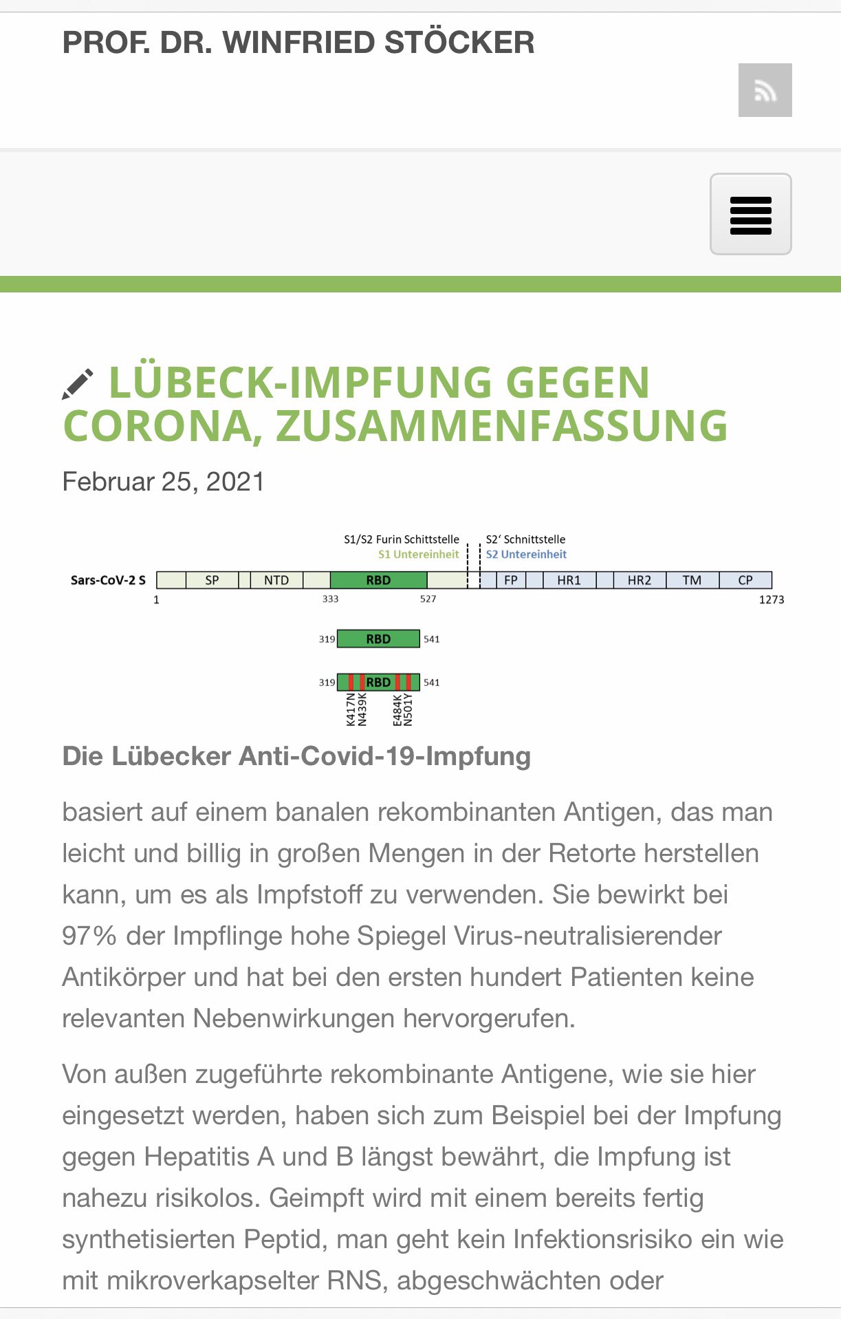 Dr M A A O W On Twitter Lubeck Prof Dr Winfriedstocker Impfung Gegen Corona Basierend Auf Einem Banalen Rekombinanten Antigen Welches Leicht Und Billig In Grossen Mengen In Der Retorte Herstellen Lasst Statt Lob Und Unterstutzung Zeigt Ihn