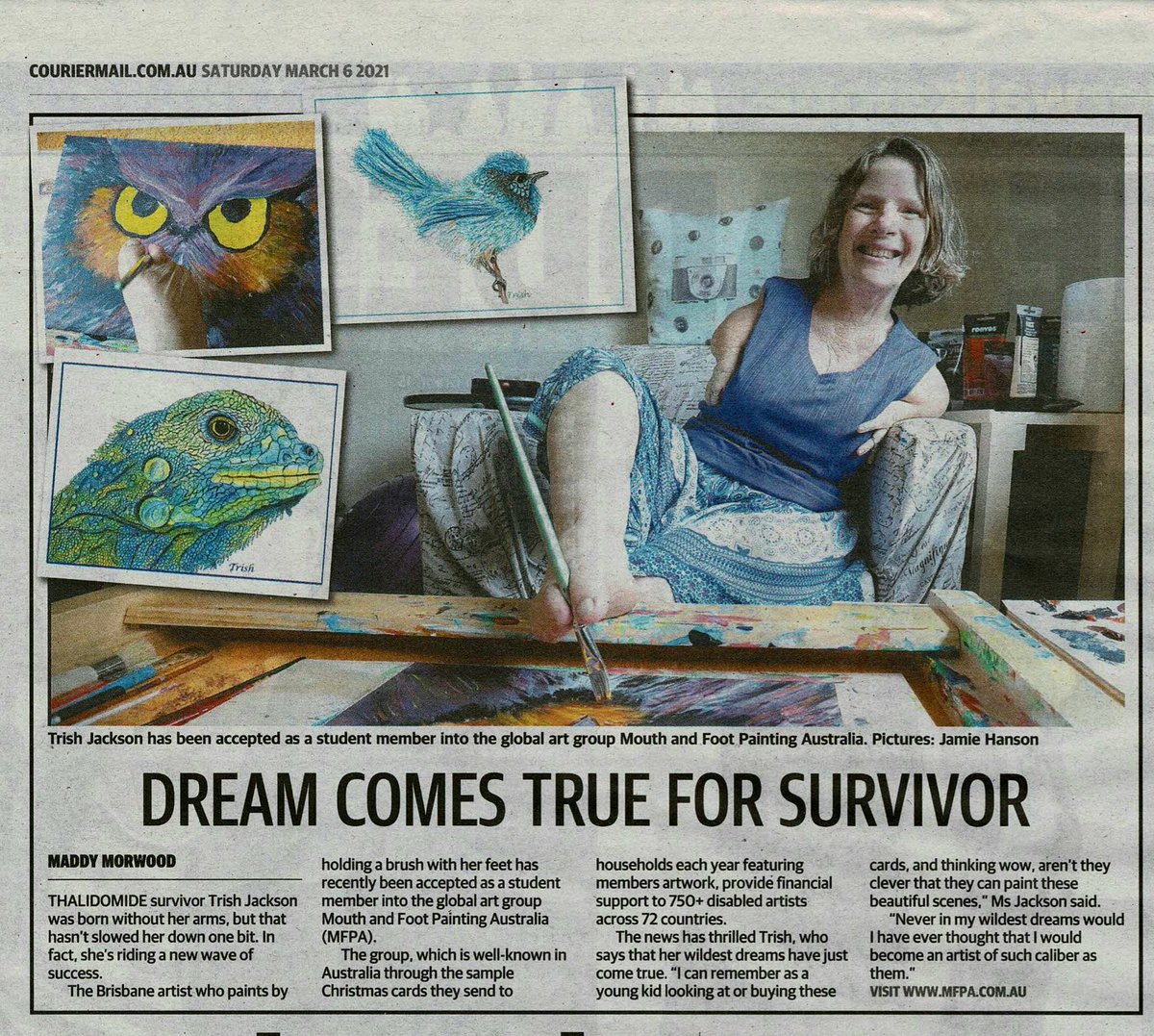 footsiephotos's tweet photo. The paper did a story on my joining #MFPA as a student..
#footpainter #womensart #art #artist #thalidomide #disability #news #media #newspapers #couriermail https://t.co/pgjWkfhi4y