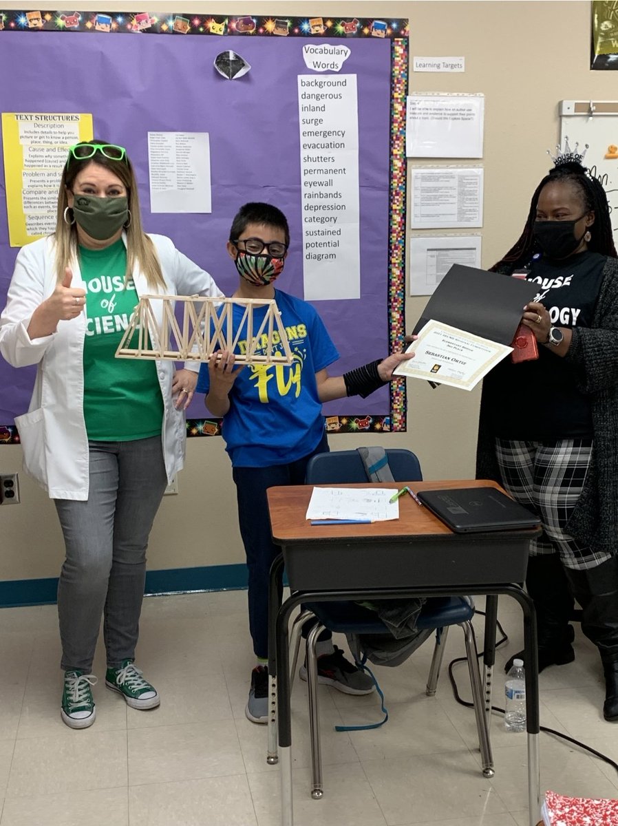 DreamLakeApopka's tweet photo. Celebrating our award winning bridge builder today!  🌉Our bridge took 3rd at the UCF Engineering SECME competition #STEM #BalsaBridge #FutureEngineers @DreamLakeApopka https://t.co/7oeiUOzIup