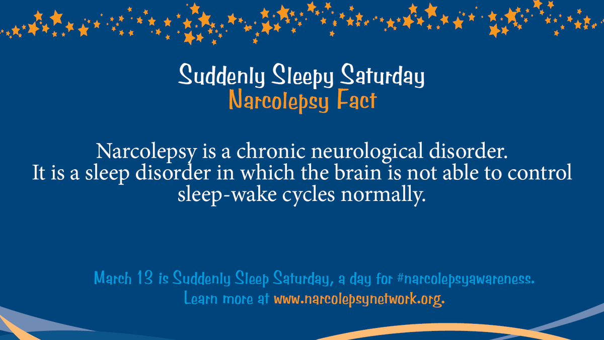 NarcolepsyNtwrk's tweet photo. Narcolepsy is an often misunderstood disorder. We’ll be sharing one fact per day until #SuddendlySleepySaturday to spread #narcolepsyawareness. https://t.co/h9jiY3hVHf