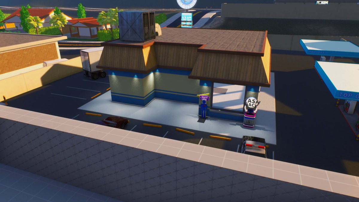 SURPRISE! Here's a sneak peek! The first pic is of the mystery box under the sign on the radical hills, and the second one is the arcade in San Caleco. The third and the fourth one is just a gas station lol. There haven't been many updates recently, but there soon will be more.