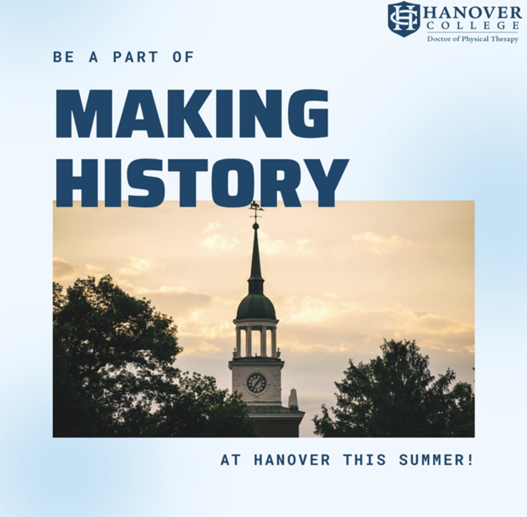 DBoycePTPLUS's tweet photo. Join us in making history as we welcome our first graduate students in 100 years!   Hanover DPT  is accepting applications until April 30, 2021.
Learn more at https://t.co/1UMXHwZwD5 https://t.co/lRpeeOAEpN