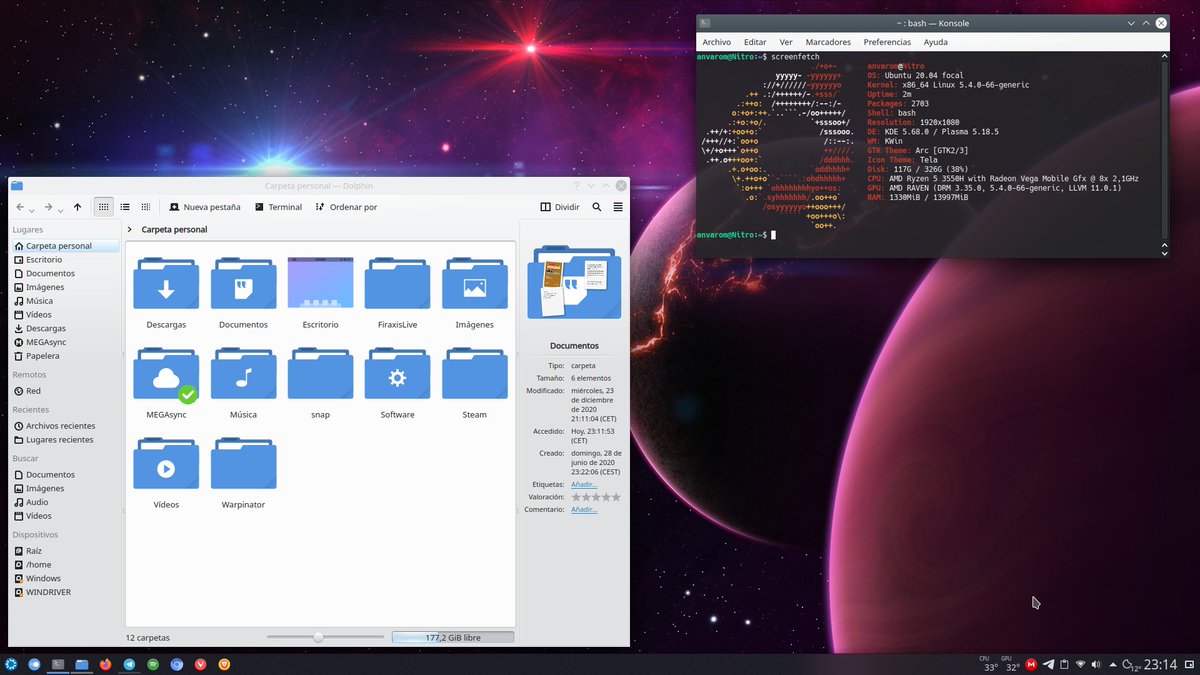 VaryHeavy's tweet image. #ViernesDeEscritorio en la órbita de Alfa Centauri B a lomos del Nitro gobernado por Kubuntu 20.04
#EscritoriosGNULinux #LinuxDesktop #DesktopFridays #Kubuntu #KDE #KDEPlasma