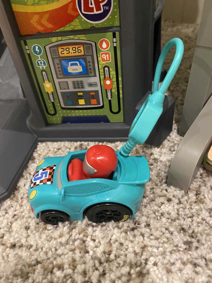 Yeag3er's tweet photo. I was playing hot wheels with my granddaughter. We drove the car to get some gas and she says, “no gas”, “plug in”! 😳 #AllElectric https://t.co/BWGTUDKqaw