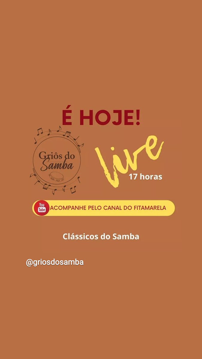 delcueto's tweet photo. @no_rumo dos Griôsdo Samba às 17h, no canal @FitaAmarela, no @YouTube 05/03
#prahoje
#quemsambasabe https://t.co/0RSA4doxFX