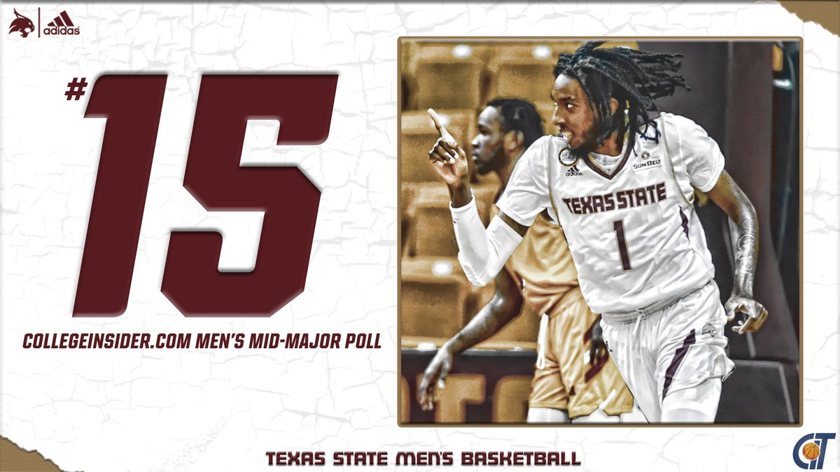 TXStateMBB's tweet photo. The Bobcats are No. 15 in the latest @collegeinsider mid-major top 25 poll and enter the @SunBelt Tournament with a top 10 defense IN THE COUNTRY, giving up just 61.1 points per game! #SunBeltMBB #EatEmUp😼 https://t.co/FJx8p6jZqm