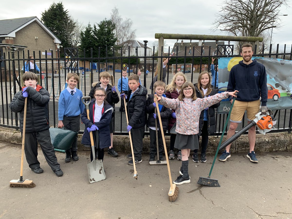 A great effort by the children in the hub and Mr. B to tidy up the streets around the school today. #teamuptocleanup