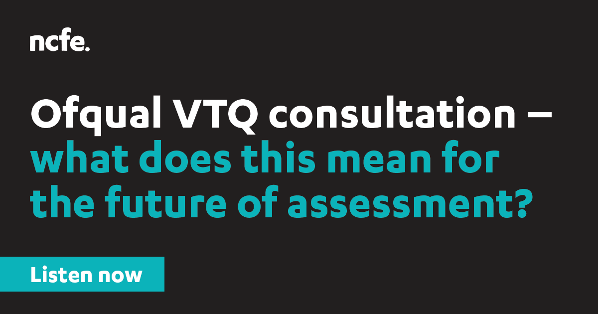 NCFE's tweet photo. Join @MichaelLemin and guests from across #VocationalEducation to discuss the outcome of the recent @ofqual consultation and how this might trigger a change in the #FutureOfAssessment.

Listen here: https://t.co/ctSli8Mx8m 

@AoC_info / @runwaytraining / @halesowencoll https://t.co/ITHtkLQC0d