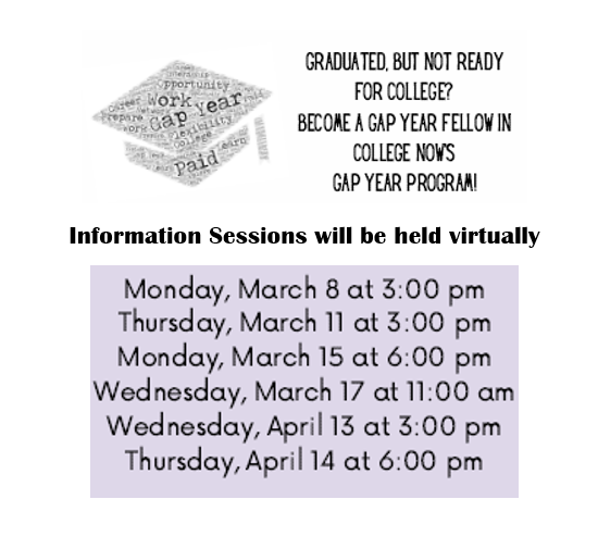 GearUp_Parma's tweet photo. Seniors - Still working on your plan of next fall? Become a College Now Gap Year Fellow. Gain valuable work skills while creating a plan. Learn more - go to https://t.co/BOO3DAGYdR, email ?'s to gapyear@collegenowgc.org or attend an information session at https://t.co/WlKXWlrqjW https://t.co/vIVM6CwwW3
