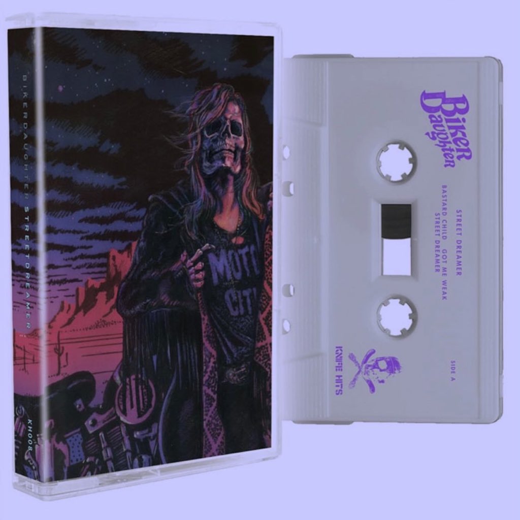 “Street Dreamer” cassettes are officially out today!! Released via <a href="/PhillyNoiseRock/">Knife Hits Records</a> and limited edition in color variants of purple haze or space gray! Got these and more up on the bandcamp for ya ~ link in bio to nab one! ✨
bikerdaughter.bandcamp.com