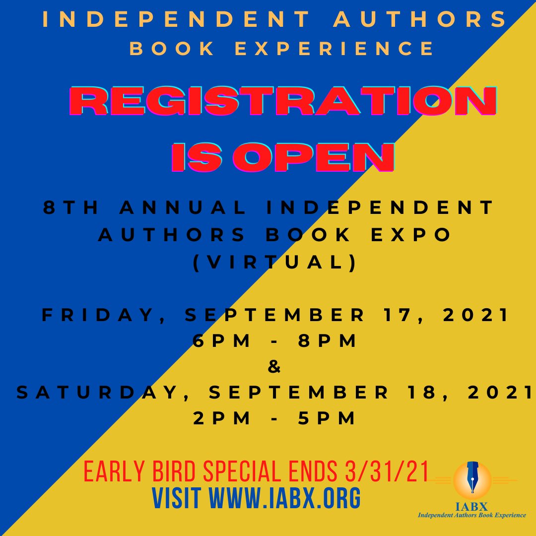 IABXAuthor's tweet photo. 📚📚📚IABX March Book Spotlight - Check out these new books and authors. Registration for the 8th Annual Independent Authors Book Expo is going on NOW!!! EARLY BIRD SPECIAL ENDS 3/31/21. Visit our website to register today https://t.co/bu3H1CO4Sp https://t.co/M7q8F7VBZs https://t.co/ka6nViw1SS