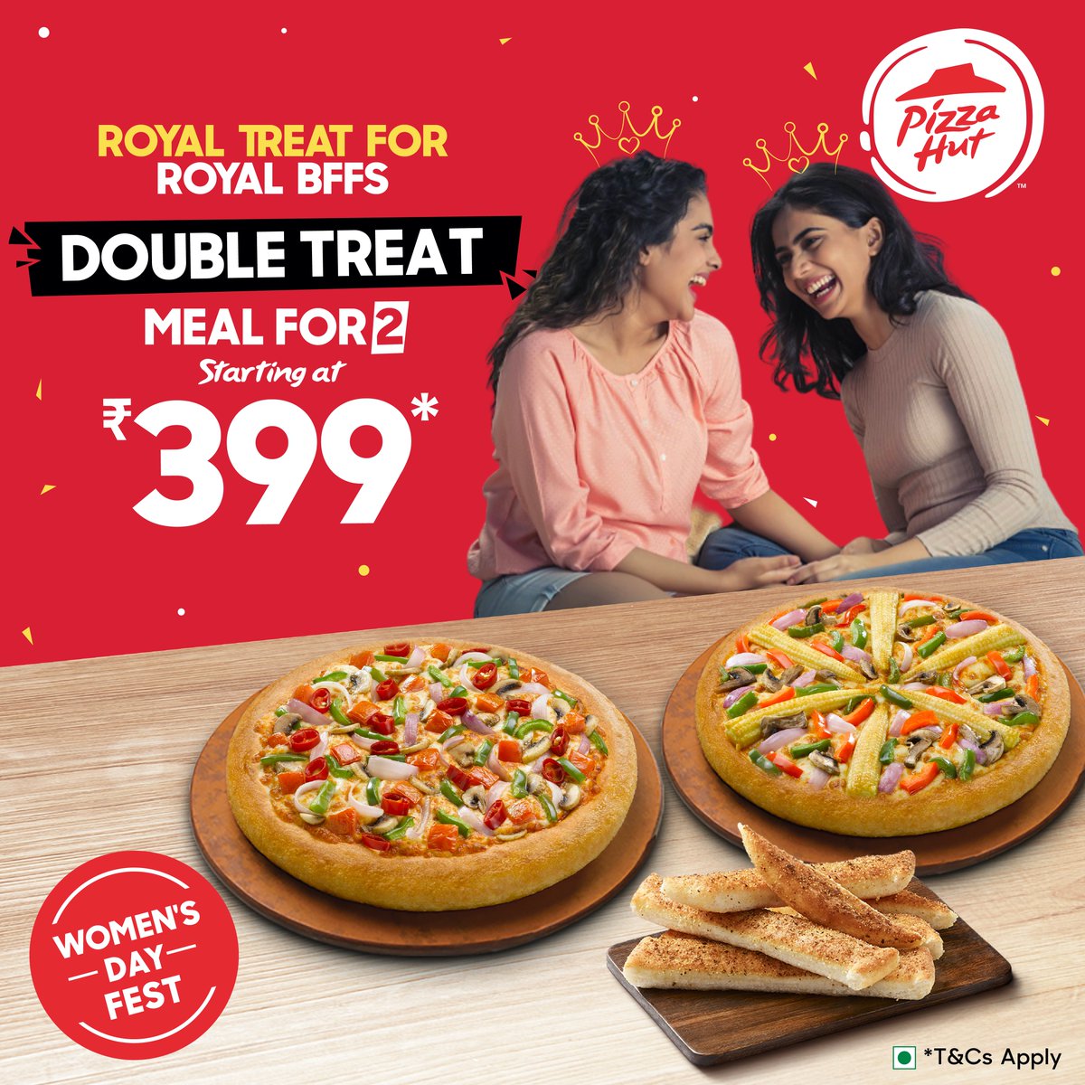 PizzaHutIN's tweet photo. Be it a SOLO BINGE, a TREAT with your BFF or a FEAST with your girl SQUAD, our #WomensDayFest has it all to celebrate YOU everyday. β€οΈ
.β
#HutLovers #PizzaHutPanPizza #PizzaHut #Saturday #WomensDay #WomensDay2021 #SoloBox #DoubleTreatMeal #HutTreatMeal #Favorites #OrderNow https://t.co/XMxx2f5eWr