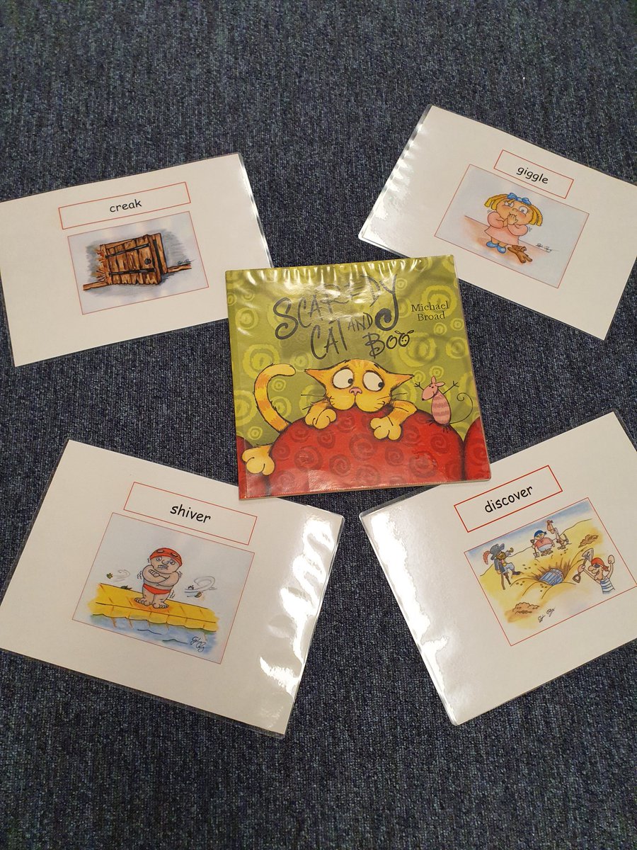 GillianOlford's tweet photo. We have thoroughly enjoyed this weeks #WordBoost🚀 story @KnightsridgeEYC. We've been reading Scaredy Cat and Boo. The #Boostwords we are learning are
• discover
• creak
• shiver
• giggle
Remember to scan the QR code sent home to listen to the story. https://t.co/c8wRwrS4nt