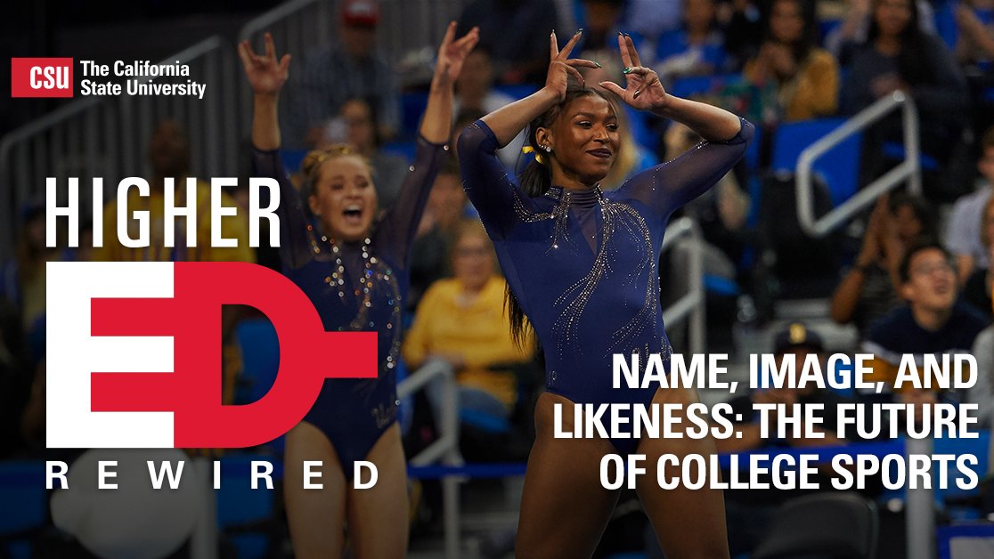calstate's tweet photo. The Fair Pay for Play Act will allow student-athletes to profit for their name and likeness. #HigherEdRewired speaks with Jeremy Evans at @CSULB, Ross Bjork at @TAMU and Nia Dennis at @UCLA on what this means for the future of college athletics.
Listen at https://t.co/Ep2P00uu9Q https://t.co/knimTyhWq0