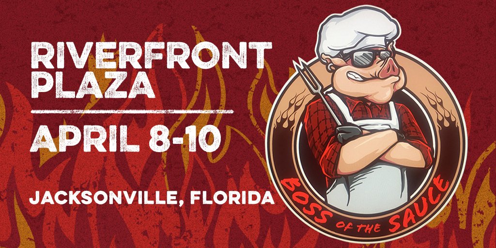 BossFestival's tweet photo. Boss of the Sauce BBQ Festival, a World Championship qualifying competition is coming to Jacksonville's RiverFront Plaza from April 8 - 10! 🐷 Get ready for headlining country music artist @ChaseRiceMusic, beer, bourbon &amp; BBQ tastings from local vendors and the BBQ competition! https://t.co/TmFMFjHpt8