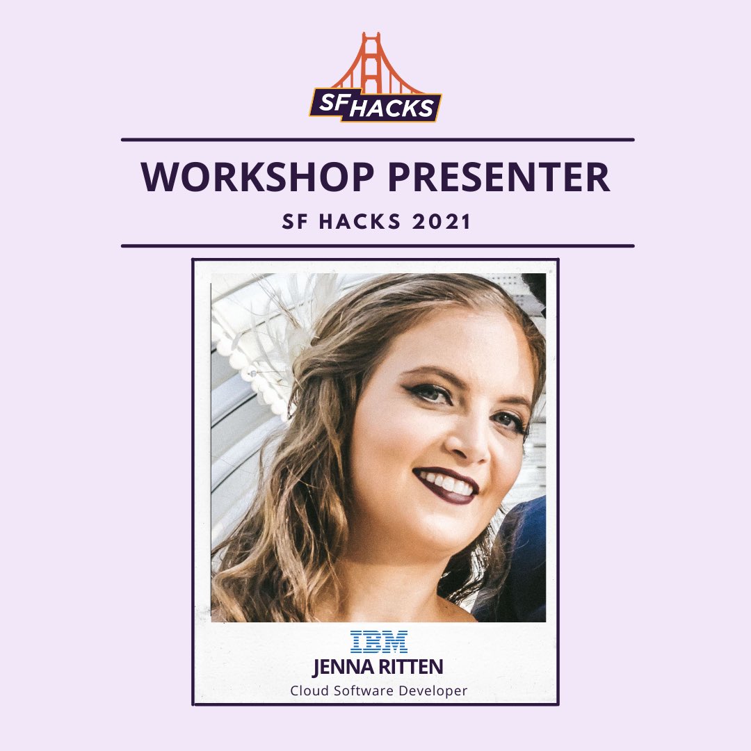 SF_Hacks's tweet photo. Announcing our ~Git Cloud-Native Applications Built, Deployed, &amp; Add AI/ML w IBM Cloud~ workshop which will be taking place during SF Hacks 2021! This workshop will be hosted by Jenna Ritten from IBM! Swipe to learn more about our presenter and the workshop topic.👩‍💻🧑‍💻🐊

#sfhacks https://t.co/2DBwgszhMZ