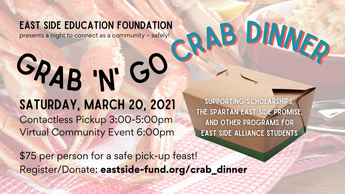 esuhsdef's tweet photo. ICYMI: The deadline to order food for our *virtual* crab dinner is fast approaching on Weds, March 10. Get your tickets online today: https://t.co/TdfaIMMfr4

Not hungry? Make a donation up to the day of the event to join us for the virtual program! #WeAreEastSanJose https://t.co/Voc6t5gVS6
