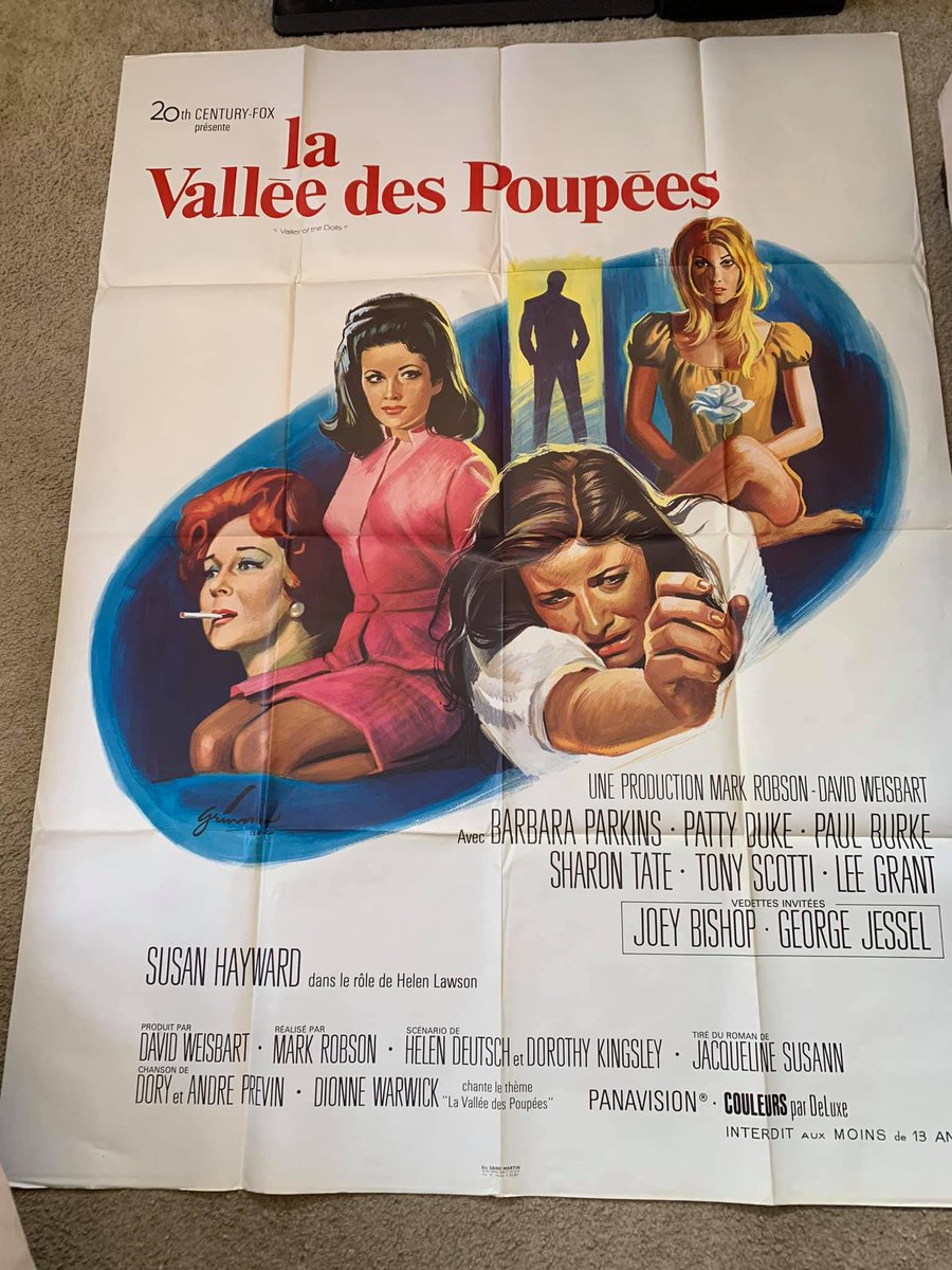 For those who've never seen the original French movie poster for Valley of the Dolls, 1967. #PattyDuke #SharonTate #BarbaraParkins #SusanHayward #JacquelineSusann #DionneWarwick #LeeGrant