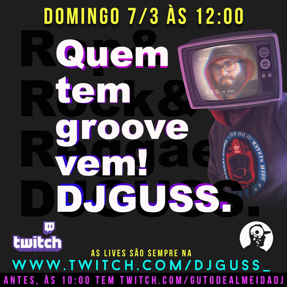 DJ GUSS (@djguss) on Twitter photo Todo mundo em casa de novo e domingo a gente faz a trilha sonora pro seu café da manha e para os preparativos do almoço...começa às 10:00 com o <a href="/gutodealmeidadj/">Guto de Almeidaᅠᅠᅠᅠᅠᅠᅠᅠᅠᅠᅠᅠᅠᅠᅠᅠᅠᅠᅠᅠᅠᅠᅠᅠᅠᅠᅠᅠᅠ</a> e 12:00 sou Eu...
10h Twitch.com/gutodealmeidadj
12h Twitch.com/djguss_
#twitchaffiliate #twitch Todo mundo em casa de novo e domingo a gente faz a trilha sonora pro seu café da manha e para os preparativos do almoço...começa às 10:00 com o <a href="/gutodealmeidadj/">Guto de Almeidaᅠᅠᅠᅠᅠᅠᅠᅠᅠᅠᅠᅠᅠᅠᅠᅠᅠᅠᅠᅠᅠᅠᅠᅠᅠᅠᅠᅠᅠ</a> e 12:00 sou Eu...
10h Twitch.com/gutodealmeidadj
12h Twitch.com/djguss_
#twitchaffiliate #twitch