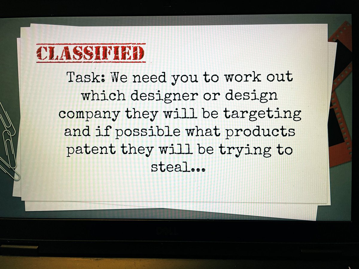 Today was Episode 2 of the ‘secret mission’ for Year 10 Product Design. A fun way of consolidating learning, problem solving and working with others. Feedback from the class was really positive! Episode 3 coming soon 👀