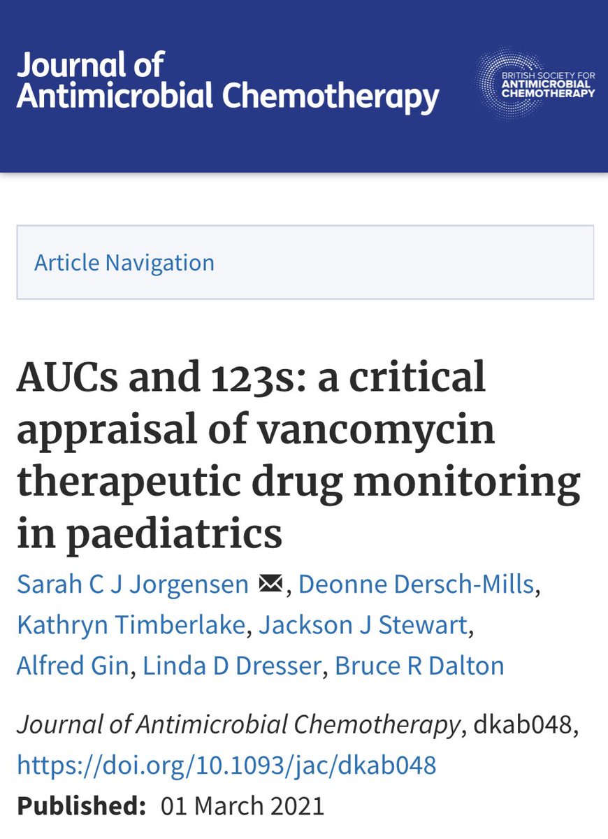 Wa-wa-whaaat? AUC:MIC isn’t the cats meow???? How dare they!!! 😼

academic.oup.com/jac/advance-ar…

“These findings question the need to transition to resource-intensive AUC24-based TDM over retaining trough-based TDM with lower targets to minimize nephrotoxicity in paediatrics.” #Preach