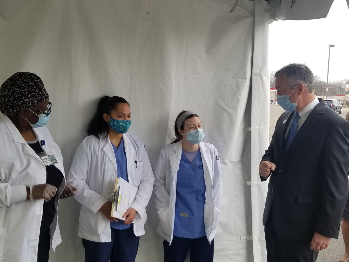 SouthwestTN's tweet photo. Thrilled to tell the "Southwest" story to @sectrehargett during his visit to our Whitehaven Center today who met with President Tracy D. Hall, senior staff &amp; SGA leaders Shannon Crowder &amp; Elizabeth Clark! Hargett also thanked  health care workers at the Covid-19 Whitehaven Site. https://t.co/FZrWZJRB9x